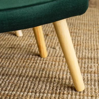 Кресло мягкое бархатное с подставкой для ног MEBEL ELITE LOZANO Velvet Зеленый фотография