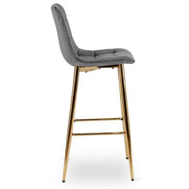 Барный стул бархатный MEBEL ELITE ARIEL Velvet Серый / Золотой фотография