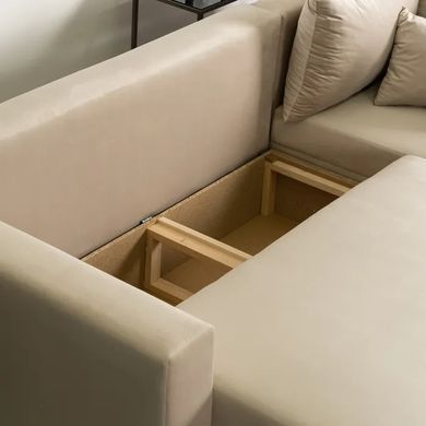 Кутовий диван оксамитовий MEBEL ELITE MARKUS Velvet 238 см Бежевий (правий) фотографія