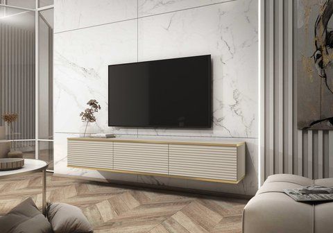 Тумба під телевізор навісна Perfect Home Оро / Oro 3-дверна RTV175 MDF Бежевий фотографія