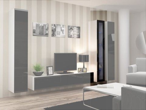 Вітрина підвісна VIGO Cama 180 Скло Білий Мат / Чорний Глянець фотографія