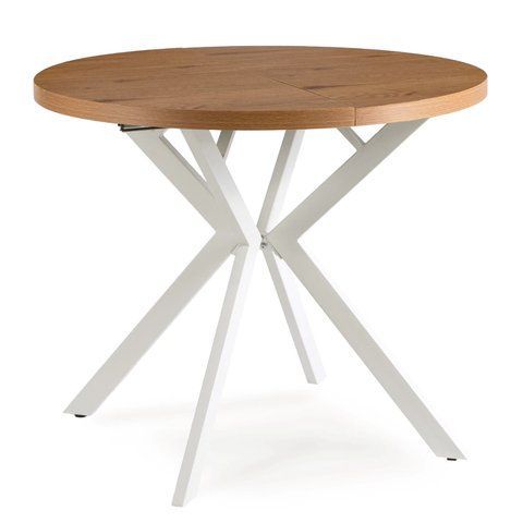Стіл розкладний круглий MEBEL ELITE DORIAN 80(160)х80 см Дуб золотиий/білий фотографія