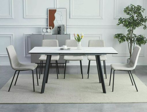 Стіл Розкладний BARI Signal 120(160)80 Білий Ефект Мармуру / Чорний Мат фотографія