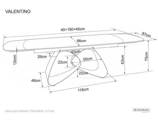 Стіл Розкладний VALENTINO CERAMIC Signal 180(260)X98 Бежевий глянець/кашемір фотографія