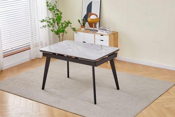 Стол раскладной OSLO CERAMIC Intarsio 120(180)*80 Серый Глянец Черный фотография
