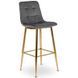 Барный стул бархатный MEBEL ELITE ARIEL Velvet Серый / Золотой