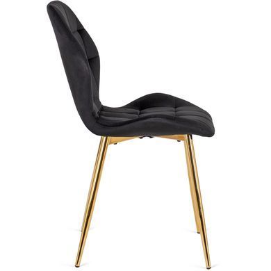 Комплект стола MEBEL ELITE TINGA 100х100 см Черный/золото +4 стулья LUCKY Velvet Черный/золото фотография