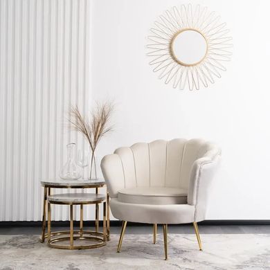 Крісло м'яке оксамитове MEBEL ELITE ANGEL Velvet Кремовий фотографія