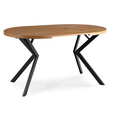 Стіл розкладний круглий MEBEL ELITE DORIAN 80(160)х80 см Дуб золотиий/чорний фотографія