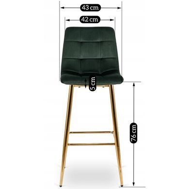 Барний стілець оксамитовий MEBEL ELITE ARIEL Velvet Зелений / Золотий фотографія