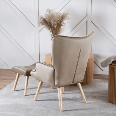 Крісло м'яке оксамитове з підставкою для ніг MEBEL ELITE LOZANO Velvet Бежевий фотографія