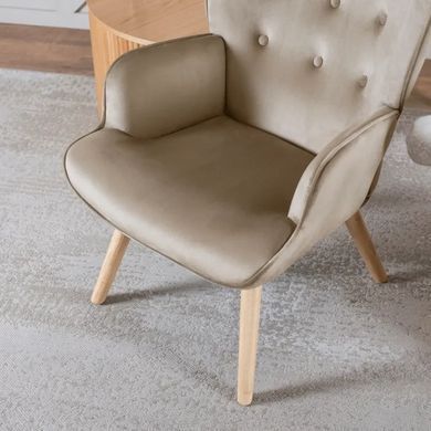 Крісло м'яке оксамитове з підставкою для ніг MEBEL ELITE LOZANO Velvet Бежевий фотографія