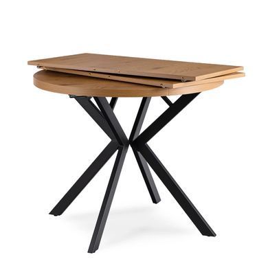 Стіл розкладний круглий MEBEL ELITE DORIAN 80(160)х80 см Дуб золотиий/чорний фотографія
