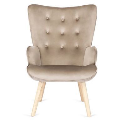 Крісло м'яке оксамитове з підставкою для ніг MEBEL ELITE LOZANO Velvet Бежевий фотографія