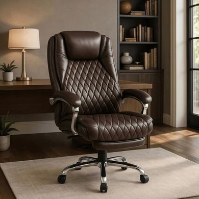 Стілець офісний поворотний з функцію масажу MEBEL ELITE GIORGIO Коричневий фотографія