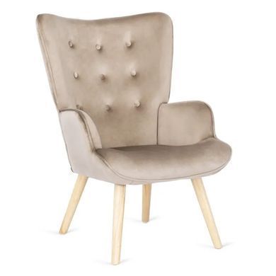 Крісло м'яке оксамитове з підставкою для ніг MEBEL ELITE LOZANO Velvet Бежевий фотографія