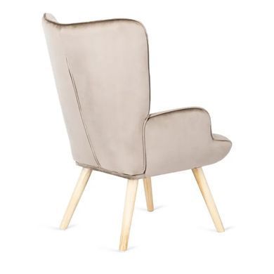 Крісло м'яке оксамитове з підставкою для ніг MEBEL ELITE LOZANO Velvet Бежевий фотографія