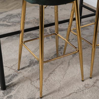 Барний стілець оксамитовий MEBEL ELITE ARIEL Velvet Зелений / Золотий фотографія