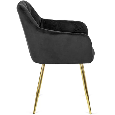 Стілець оксамитовий MEBEL ELITE RAYA Velvet чорний / золотий фотографія