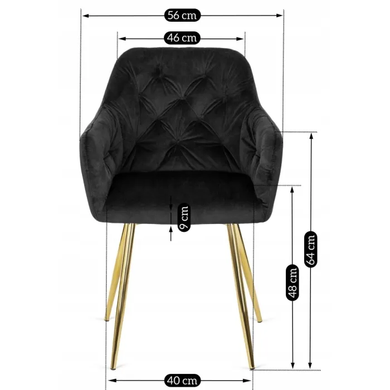 Стілець оксамитовий MEBEL ELITE RAYA Velvet чорний / золотий фотографія