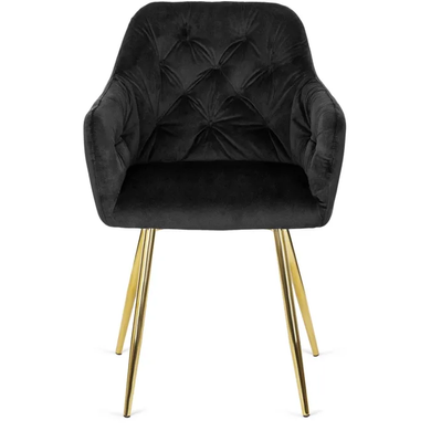 Стілець оксамитовий MEBEL ELITE RAYA Velvet чорний / золотий фотографія