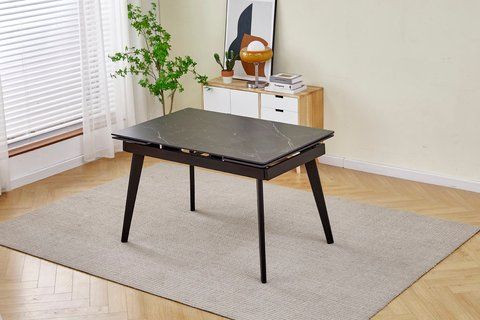 Стіл розкладний OSLO CERAMIC Intarsio 120(180)*80 Чорний мат Чорний фотографія