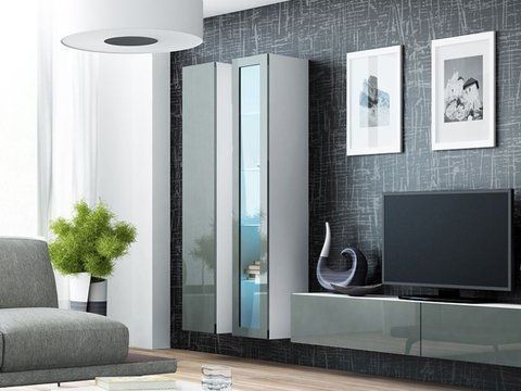 Вітрина підвісна VIGO Cama 180 Скло Білий Мат / Сірий Глянець фотографія