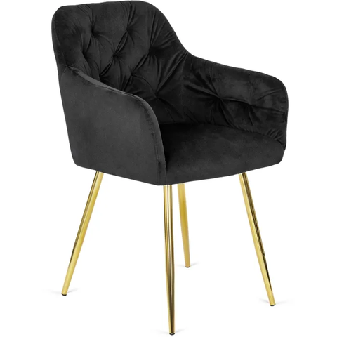 Стул бархатный MEBEL ELITE RAYA Velvet черный / золотой фотография