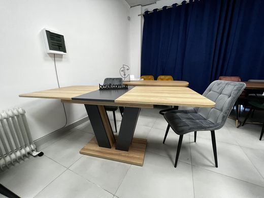 Стол раскладной TORINO B/G Intarsio 140(180)x80 Блэквуд ячменный / Графит фотография