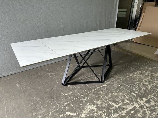 Стіл Розкладний МИСТЕРИ Prestol 160/240x90 Кераміка Білий Мат / Чорний фотографія