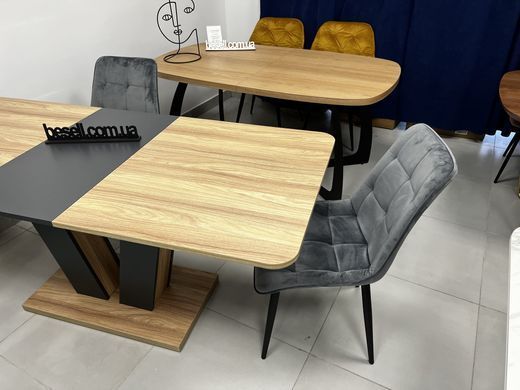 Стол раскладной TORINO B/G Intarsio 140(180)x80 Блэквуд ячменный / Графит фотография