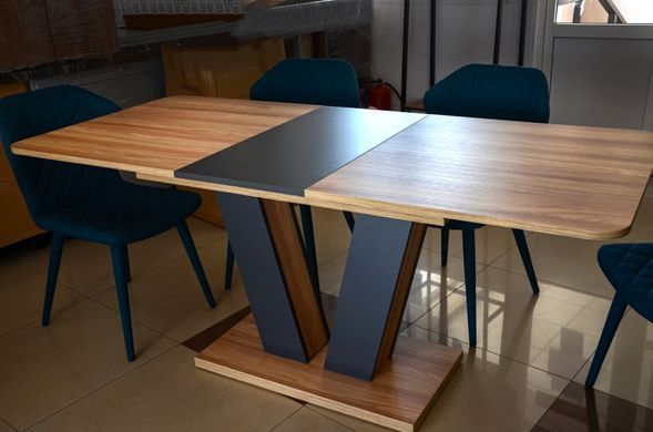 Стол раскладной TORINO B/G Intarsio 140(180)x80 Блэквуд ячменный / Графит фотография