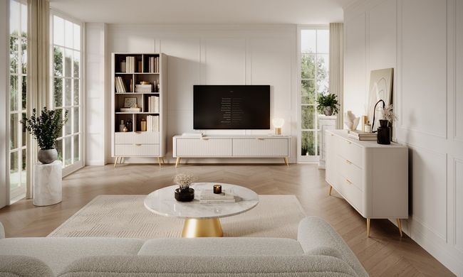 Комод Perfect Home Ланте / Lante 2-дверний з 3 шухлядами і золотими ніжками 2D3S/163 Беж фотографія