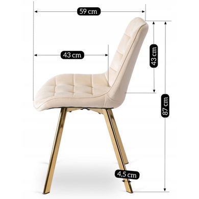 Стілець оксамитовий MEBEL ELITE DEVI Velvet Кремовий/Золото фотографія
