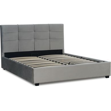 Ліжко двоспальне оксамитове 140x200 MEBEL ELITE TINGA Velvet Сірий фотографія