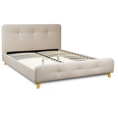 Кровать бархатная MEBEL ELITE MIKEL 160x200 см Беж фотография