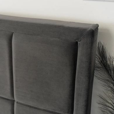 Ліжко двоспальне оксамитове MEBEL ELITE CARLOS Velvet 140x200 см Сірий фотографія