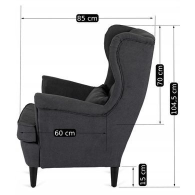 Крісло м'яке оксамитове з підставкою для ніг MEBEL ELITE EVAN 2 Темно Сірий фотографія