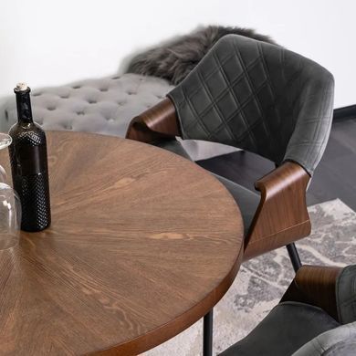 Стілець оксамитовий MEBEL ELITE DAKOTA Velvet сірий / горіховий фотографія