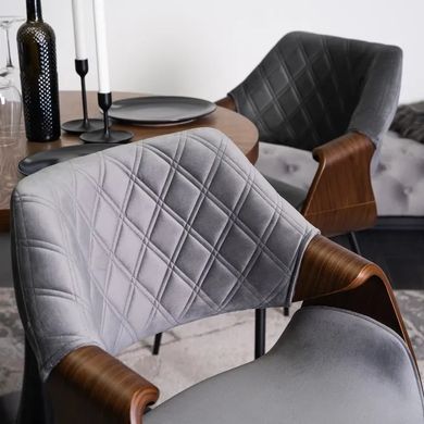Стілець оксамитовий MEBEL ELITE DAKOTA Velvet сірий / горіховий фотографія