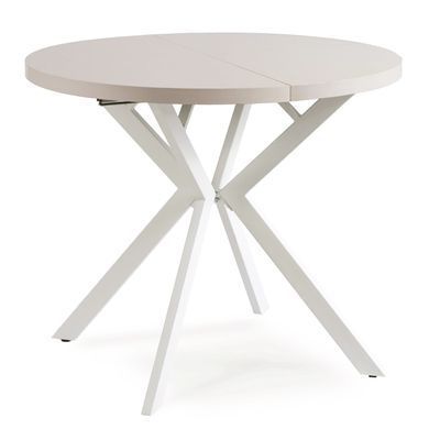 Стіл розкладний круглий MEBEL ELITE DORIAN 80(160)х80 см Кашемір/білий фотографія