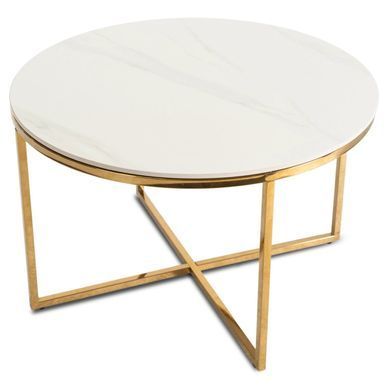 Журнальний столик MARINE MEBEL ELITE 80x80 Білий/золото фотографія