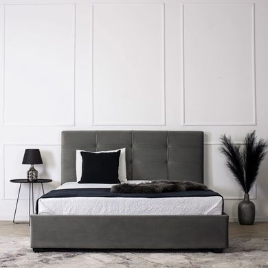 Ліжко двоспальне оксамитове 140x200 MEBEL ELITE TINGA Velvet Сірий фотографія