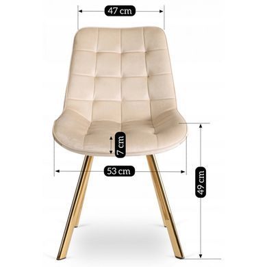 Стілець оксамитовий MEBEL ELITE DEVI Velvet Кремовий/Золото фотографія