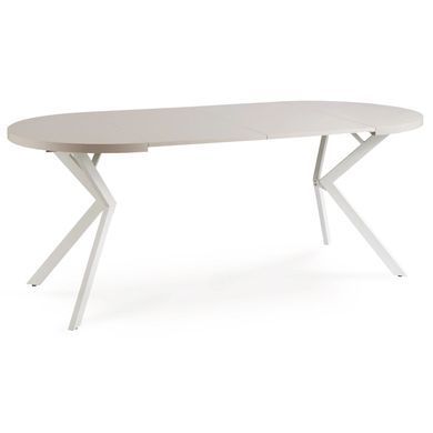 Стіл розкладний круглий MEBEL ELITE DORIAN 80(160)х80 см Кашемір/білий фотографія