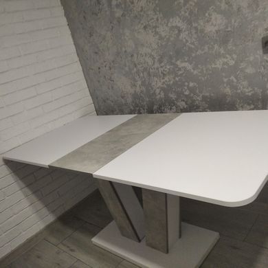 Стіл розкладний TORINO B/I Intarsio 140(180)x80 Біла Аляска РЕ / Індастріал Сірий фотографія