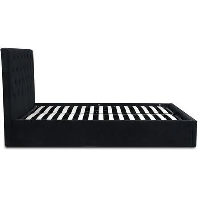 Ліжко двоспальне оксамитове MEBEL ELITE LIONEL Velvet 140x200 см Чорний фотографія