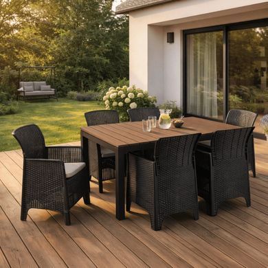 Комплект садових меблів MEBEL ELITE ARGOS FRESNO 6 горіх/чорний