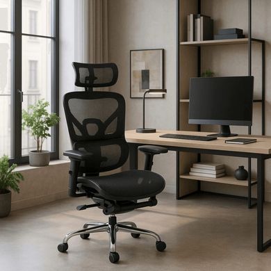 Стілець офісний поворотний MEBEL ELITE KAIR Чорний фотографія