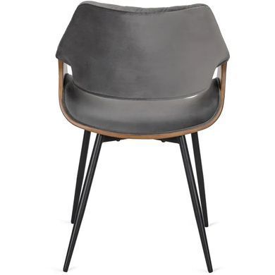Стілець оксамитовий MEBEL ELITE DAKOTA Velvet сірий / горіховий фотографія